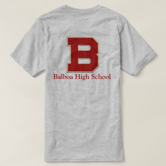 "B" Balboa High School Felt Stil T-shirt (Design baksida)