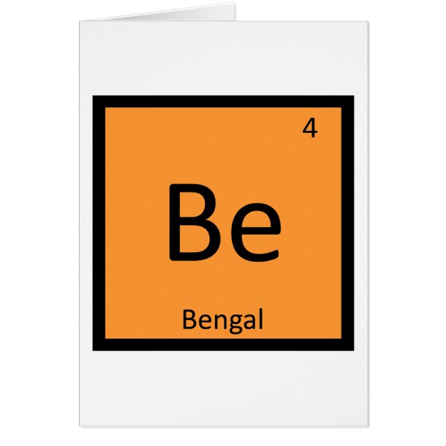 B - Bengal Tiger Katt Periodiska Systemet Kemi Hälsningskort (Framsidan)