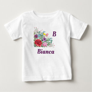 B Bianca Personalize Brev Namn, Ro Flowers T Shirt