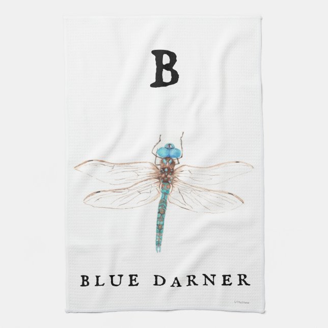"B" Blue Darner Kökshandduk (Vertikal)