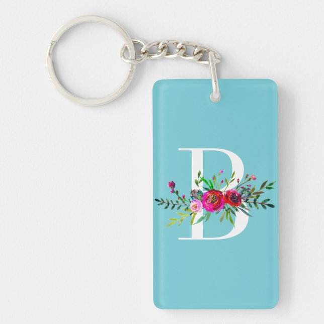 B Bokstav Initial Monogram Blommig Anpassad Färg (Framsidan)