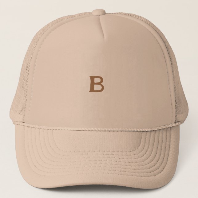 B Bokstavstryckt Monogram Initial Trucker Hatt Keps (Framsida)