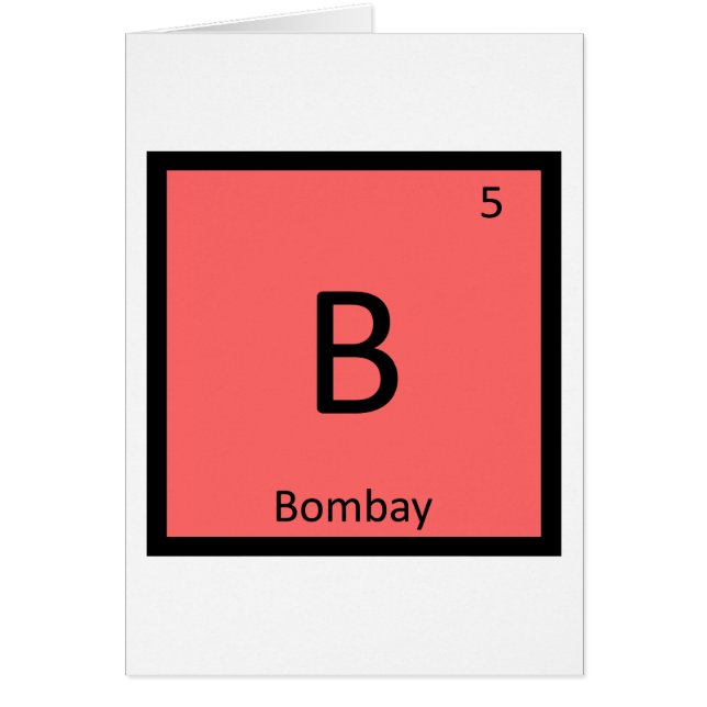 B - Bombay Katt Indien Kemiskt Elementsymbol Hälsningskort (Framsidan)