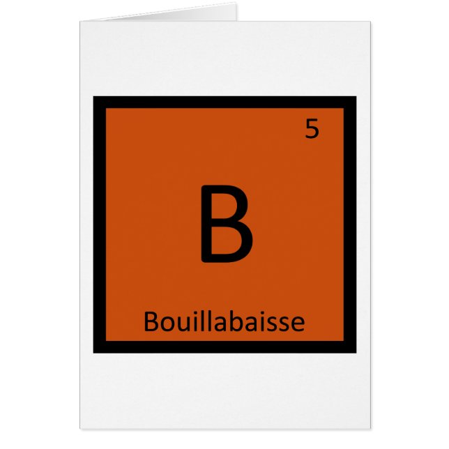 B - Bouillabaisse-stuvning Kemi Periodiska Systeme Hälsningskort (Framsidan)
