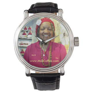 B Coffee-Black Vintage Leather Watch Armbandsur