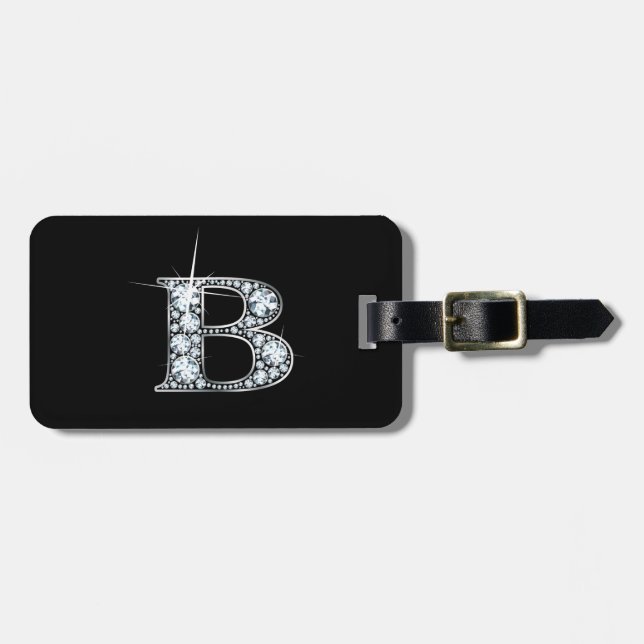 B ’Diamond Bling’ Luggage Tag Bagagebricka (Horisontell Framsida)