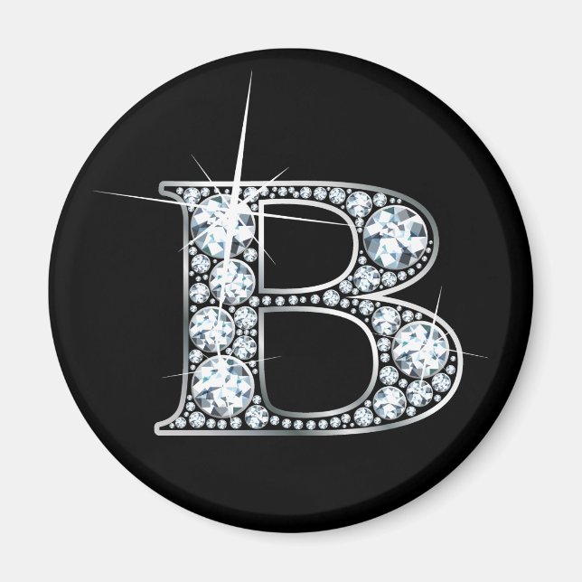 "B" Diamond Bling Magnet (Framsidan)