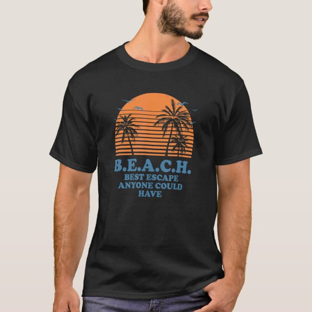 B E A C H Beach Vacation Ocean Resa, sommar T Shirt (Framsida)