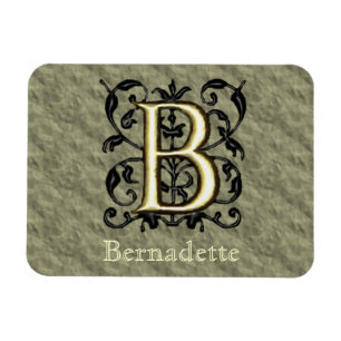 B - Embossed Vintage Monogram (Guld) Magnet