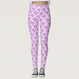 B Enkelgrammad lila rosa mönster Leggings