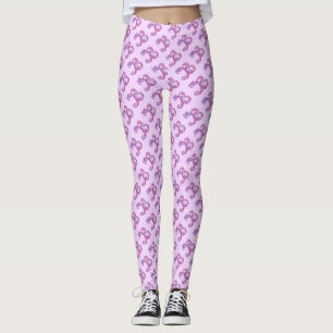 B Enkelgrammad lila rosa mönster Leggings