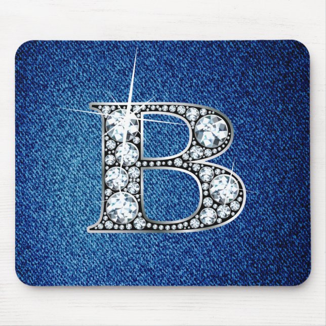 B Faux-"Diamond Bling" på Denim Mousepad Musmatta (Framsidan)