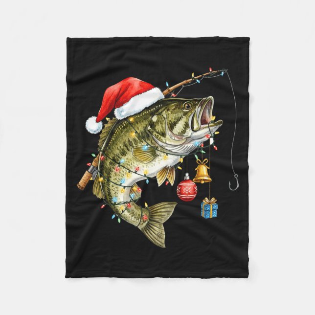 B Fish Festive Lights Christmas Funny Fishing Long Fleecefilt (Framsidan)