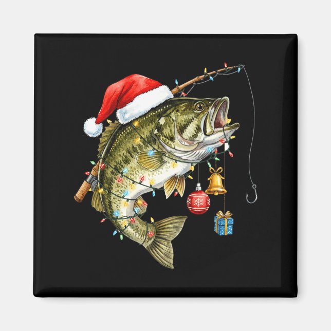 B Fish Festive Lights Christmas Funny Fishing Long Magnet (Framsidan)