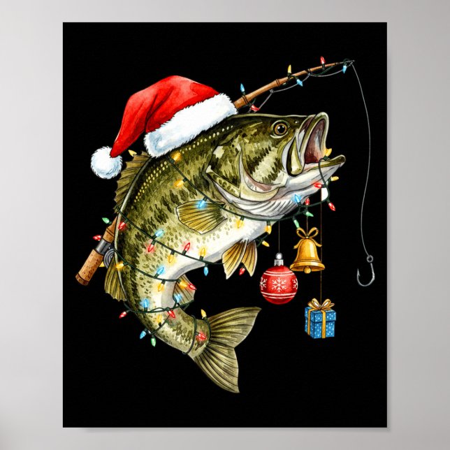 B Fish Festive Lights Christmas Funny Fishing Long Poster (Framsidan)