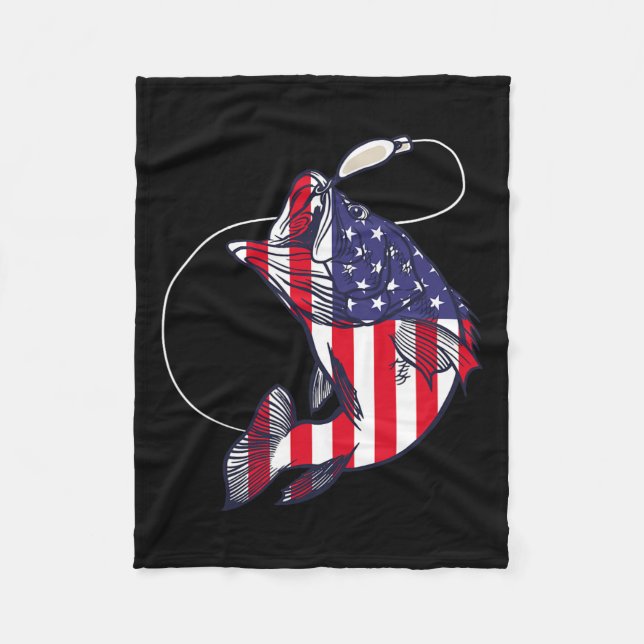 B Fishfish American Flagga Patriotic Four of J Fleecefilt (Framsidan)