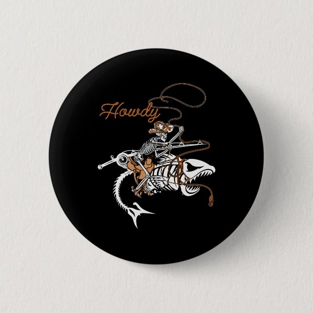 B Fishing Skeleton Howdy Lazy Halloween Costume Co Knapp (Framsida)
