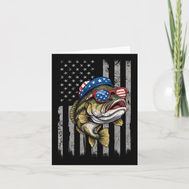 B Fisk 4 juli Amerikanska Flagga Patriotic Fish Kort (Framsida)