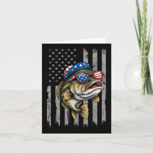 B Fisk 4 juli Amerikanska Flagga Patriotic Fish Kort