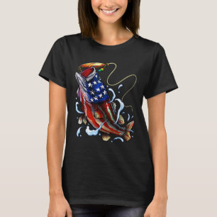 B Fiske Fisk Amerikansk Flagga Pappa Fader Fjärde T Shirt