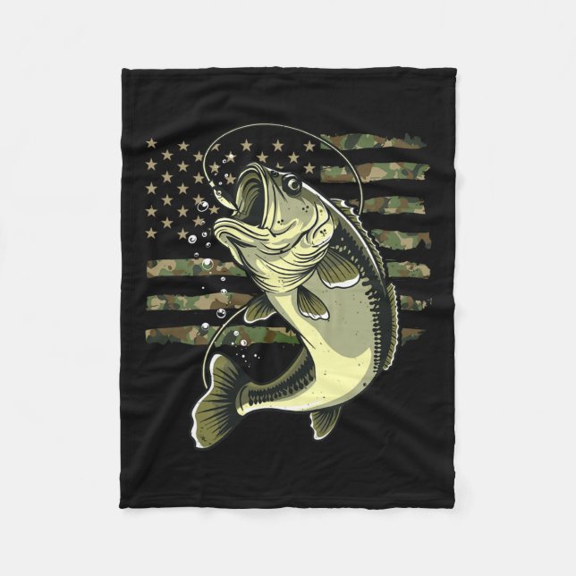 B Fiske i Förenta staternas Flagga Camouflage Fish Fleecefilt (Framsidan)