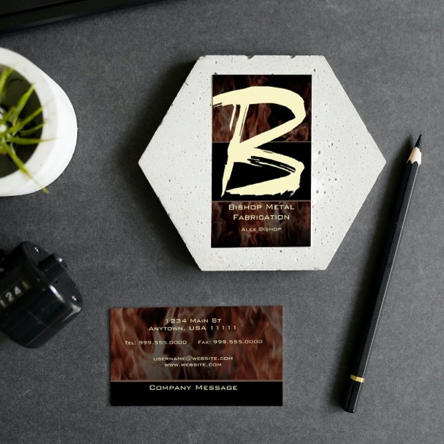 B Flame Monogram-Affärskort Visitkort (B Flame Monogram Business Card)
