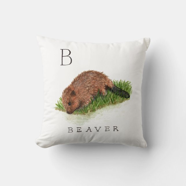 B för Beaver Kudde (Framsida)