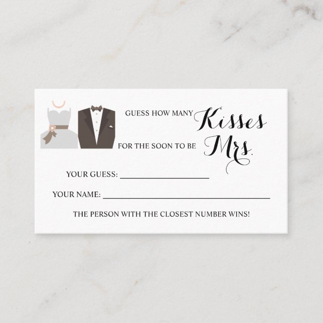 B & G Hur många kisser för mrs Shower-spelkortet Placeringskort (Framsida)