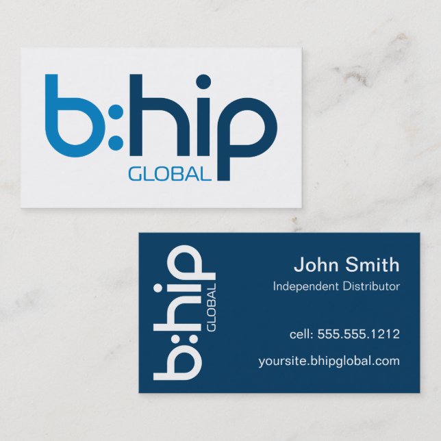 b:HIP Distributor Business Card Blue Visitkort (Fram/baksida)