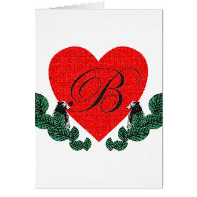 B i ett hjärta hälsningskort (Framsidan)