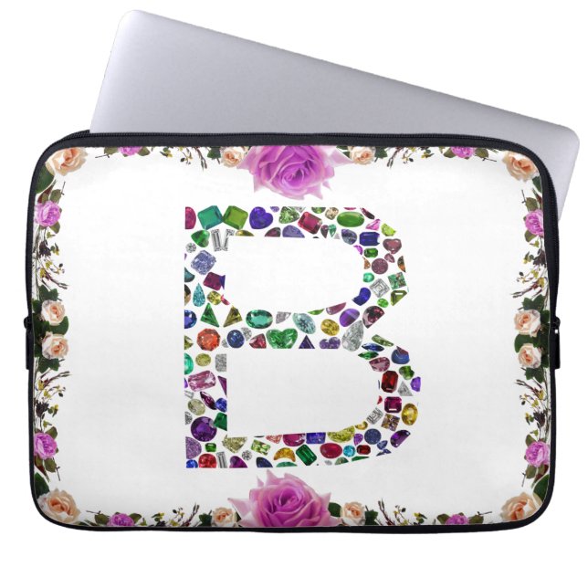 B Initial Gemstone Laptop Fodral (Framsidan)