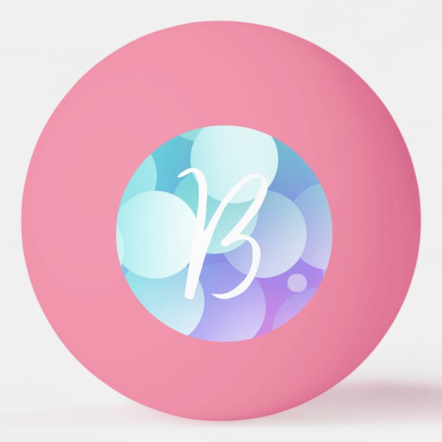 B Initial Namn Bubblor Spel Paddle Blå Lila Pingisboll (Framsidan)