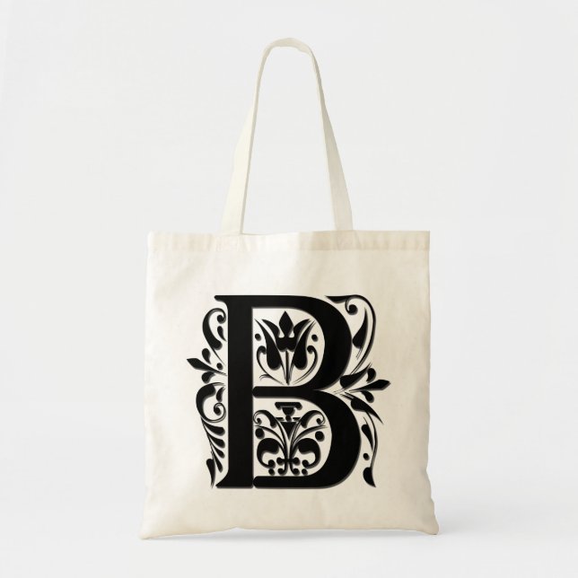 B Initialbokstavsmonogram - utskuren pappersstil Tygkasse (Framsidan)