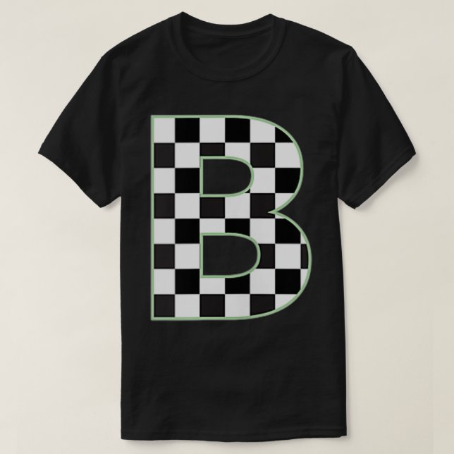 B Inledande monogram svart och vit kontrollpanel T Shirt (Design framsida)