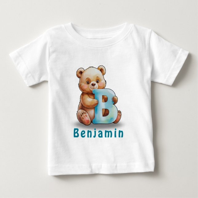 B is for Bear – Custom Baby T-Shirt with Name (Framsida)