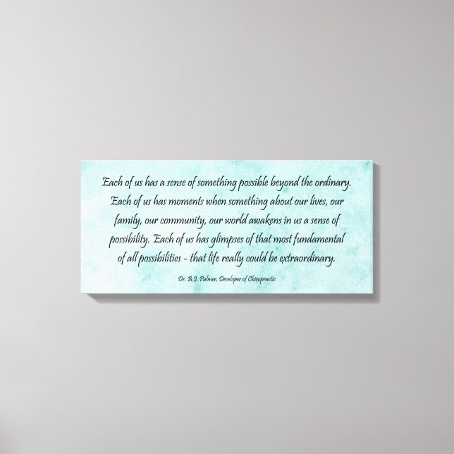 B J Palmer Extraordinär Life Chiropraktic Canvastryck (Framsida)