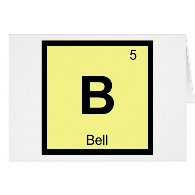 B - Klocka Musik Kemi Periodiska Systemet Symbol Hälsningskort (Framsidan Horizontal)