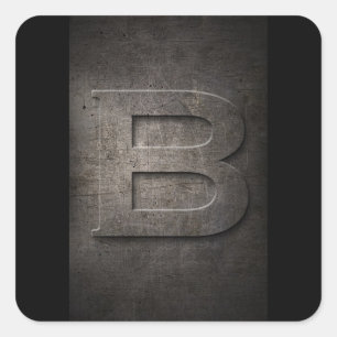 B Metall Monogram Stickers Fyrkantigt Klistermärke
