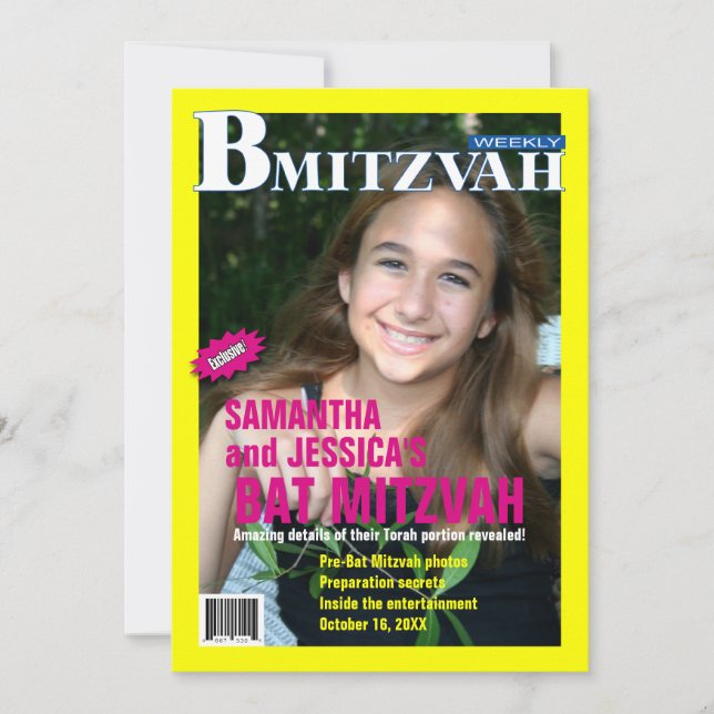 B Mitzvah Magazine bjudan, B'Not Inbjudningar (Framsida)