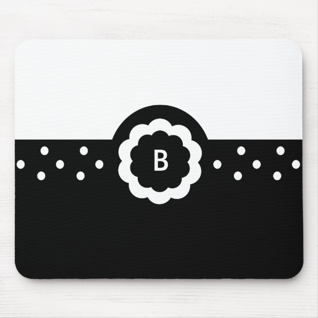B: Monogram B-prickssvart och vit Mousepad Musmatta (Framsidan)