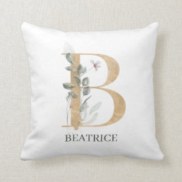 B Monogram Blommigt Personlig Dekorativ kudde
