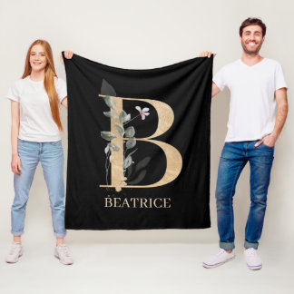 B Monogram Blommigt Personlig Fleece Blanket