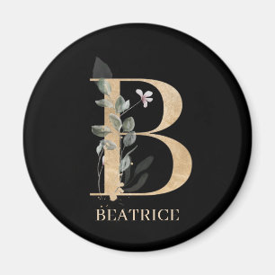 B Monogram Blommigt Personlig Magnet