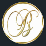 B Monogram faux Guld kuvert eller försegling Runt Klistermärke<br><div class="desc">B Monogram faux Guld kuvert eller favoritförsegling. Dessa klassiska, runda klistermärken trycks med icke-metallisk bläck på ett platt klistermärke för att se ut som guld. De är inte avfasade eller präglade monogram utan är designade att se ut som om de är avfasade eller präglade monogram. Dessa guld monogram sälar skrivs...</div>