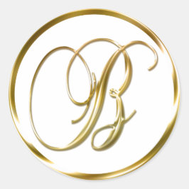 B Monogram faux Guld kuvert eller försegling Runt Klistermärke