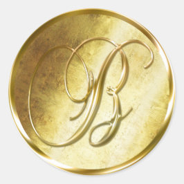 B Monogram faux Guld kuvert förslutningsfästen Runt Klistermärke