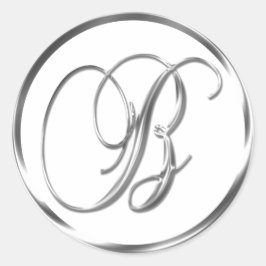 B Monogram faux Silver kuvert eller försegling Runt Klistermärke