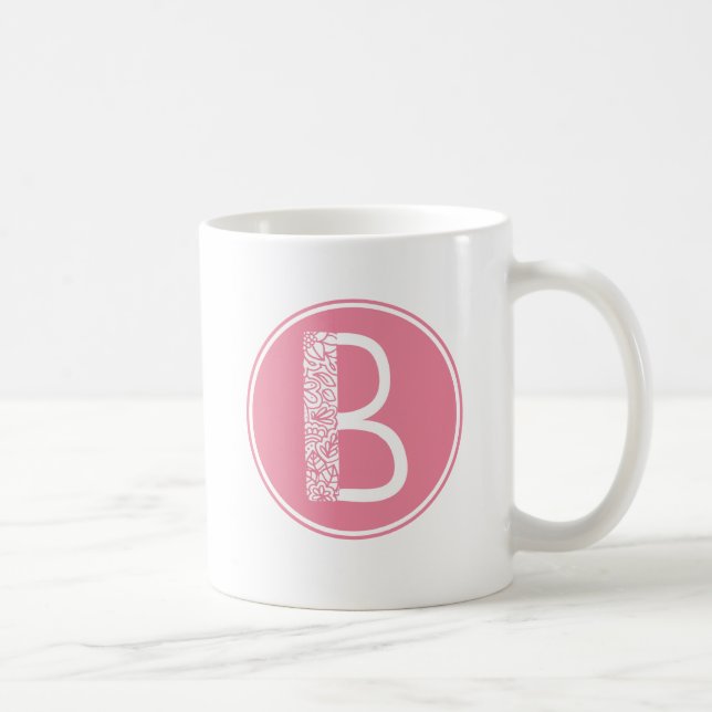 B Monogram för initial Blommigt Kaffemugg (Höger)
