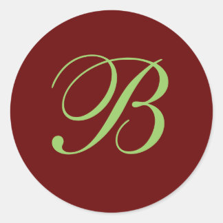 B Monogram kuvertförsegling Runt Klistermärke
