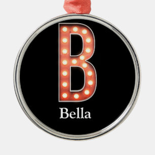 B Monogram Marquee Bulb Personalize Metall Ornamen Julgransprydnad Metall